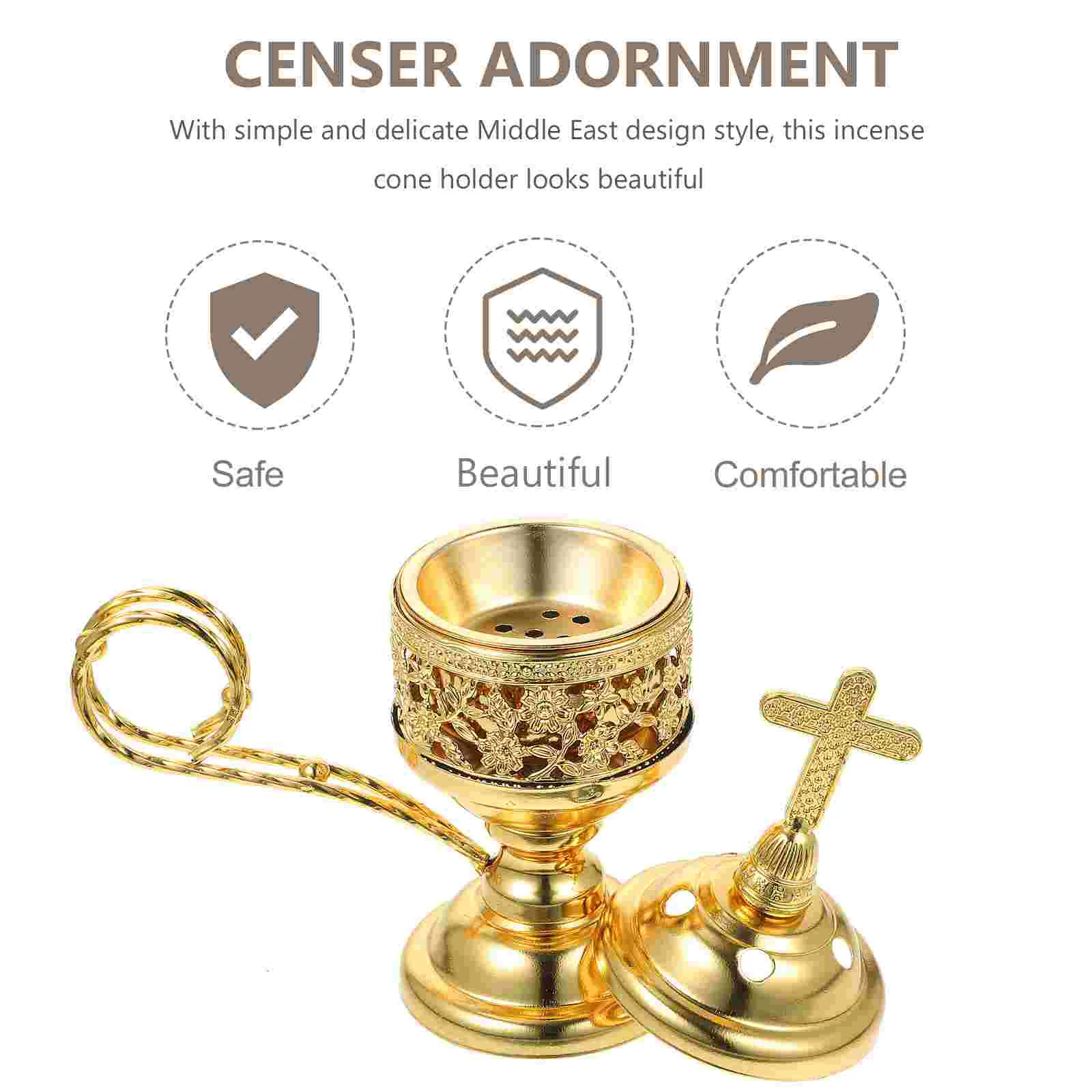 Middle Eastern Metal Small Incense Burner Indoor Sandalwood Household Silver Uncharged 1pc Office Exquisite Iron Holder Decor