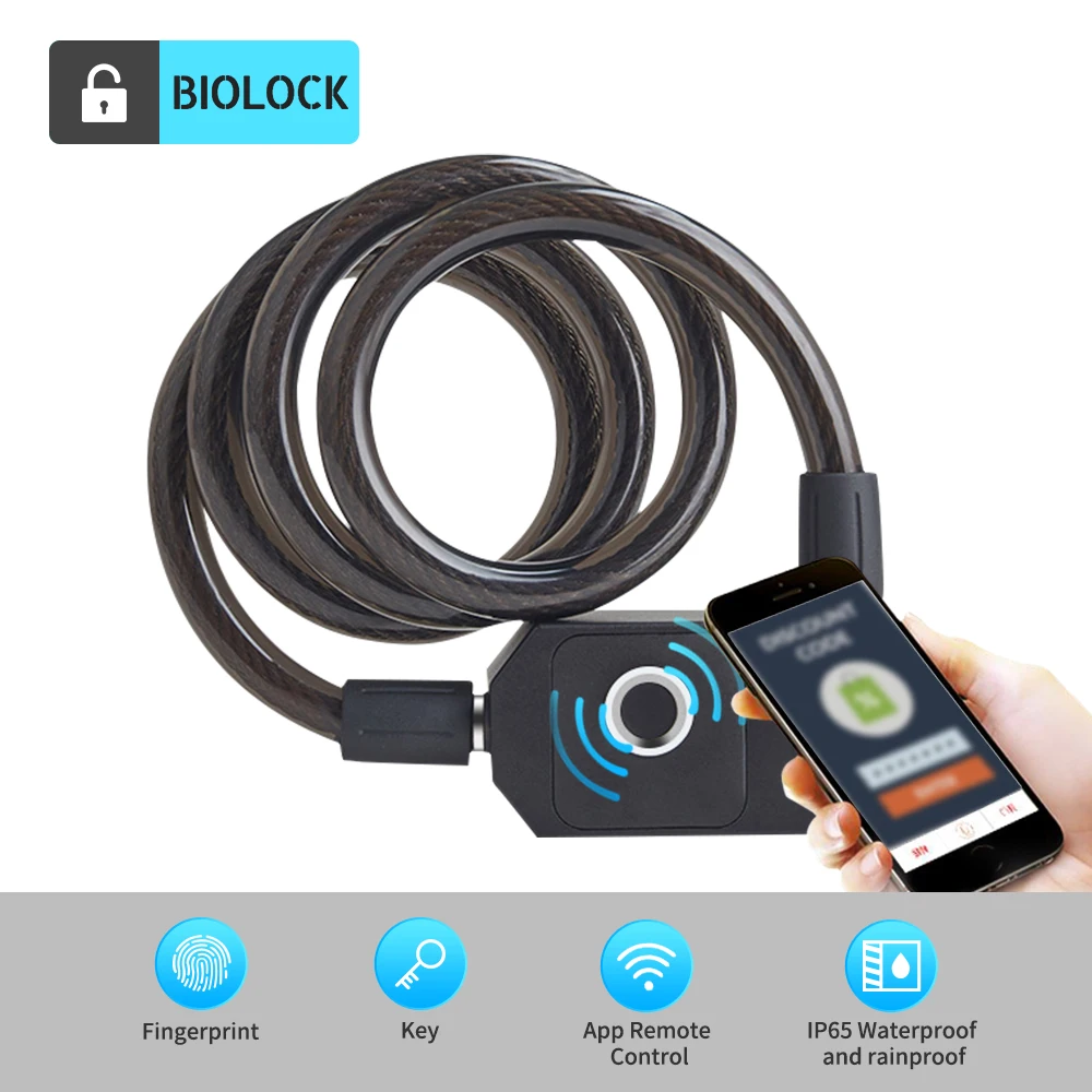 Tuya Bluetooth Smart Fingerprint Lock Waterproof Anti-theft Stainless Steel Chain Bicycle Fingerprint Password Lock