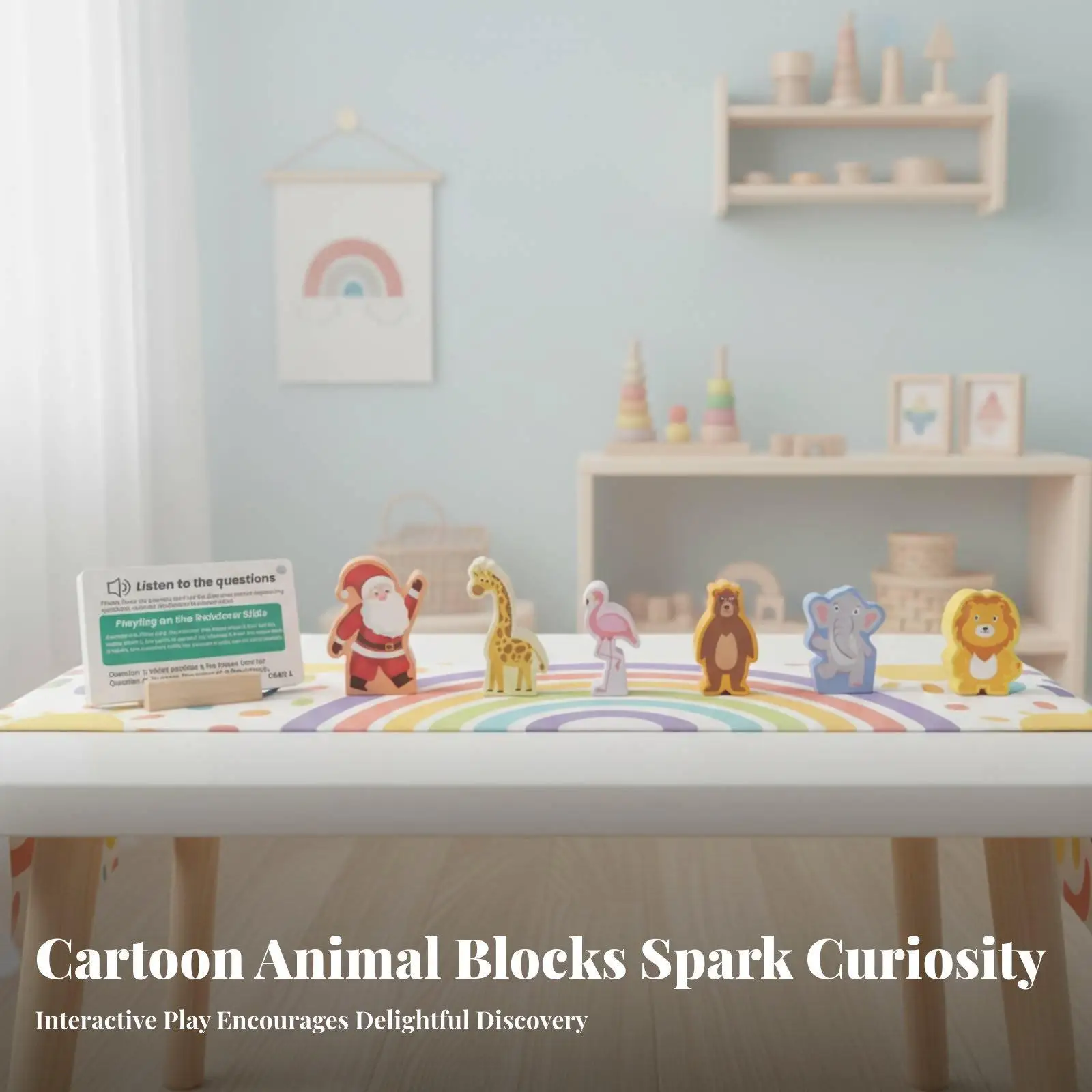 Educational Wooden Blocks for Kids Learning Toy with Cards for Listening Skills and Logical Thinking Game