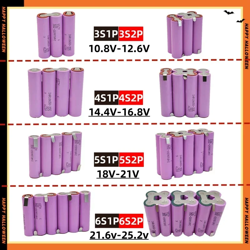 2S 3S 4S 5S 6S 18650 35E 3500mAh 7000mAh 7.4V 12.6V 14.8V 18V 25.2V 29.6V for Screwdriver Batteries Weld 18650 Battery Pack