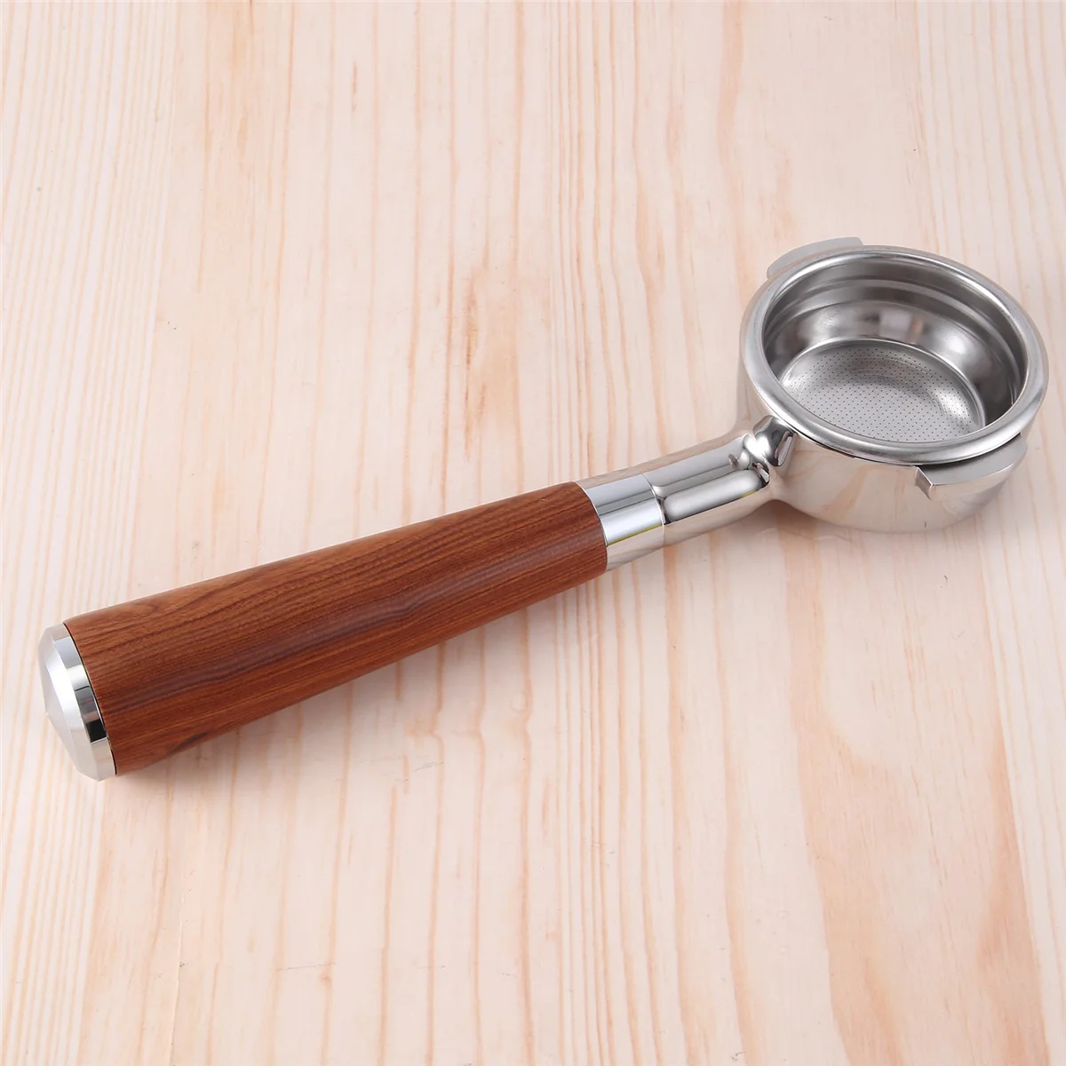 A58E-58mm Double Ear Coffee Machine Filter Holder E61 Bottomless Portafilter with Wooden Handle Style F