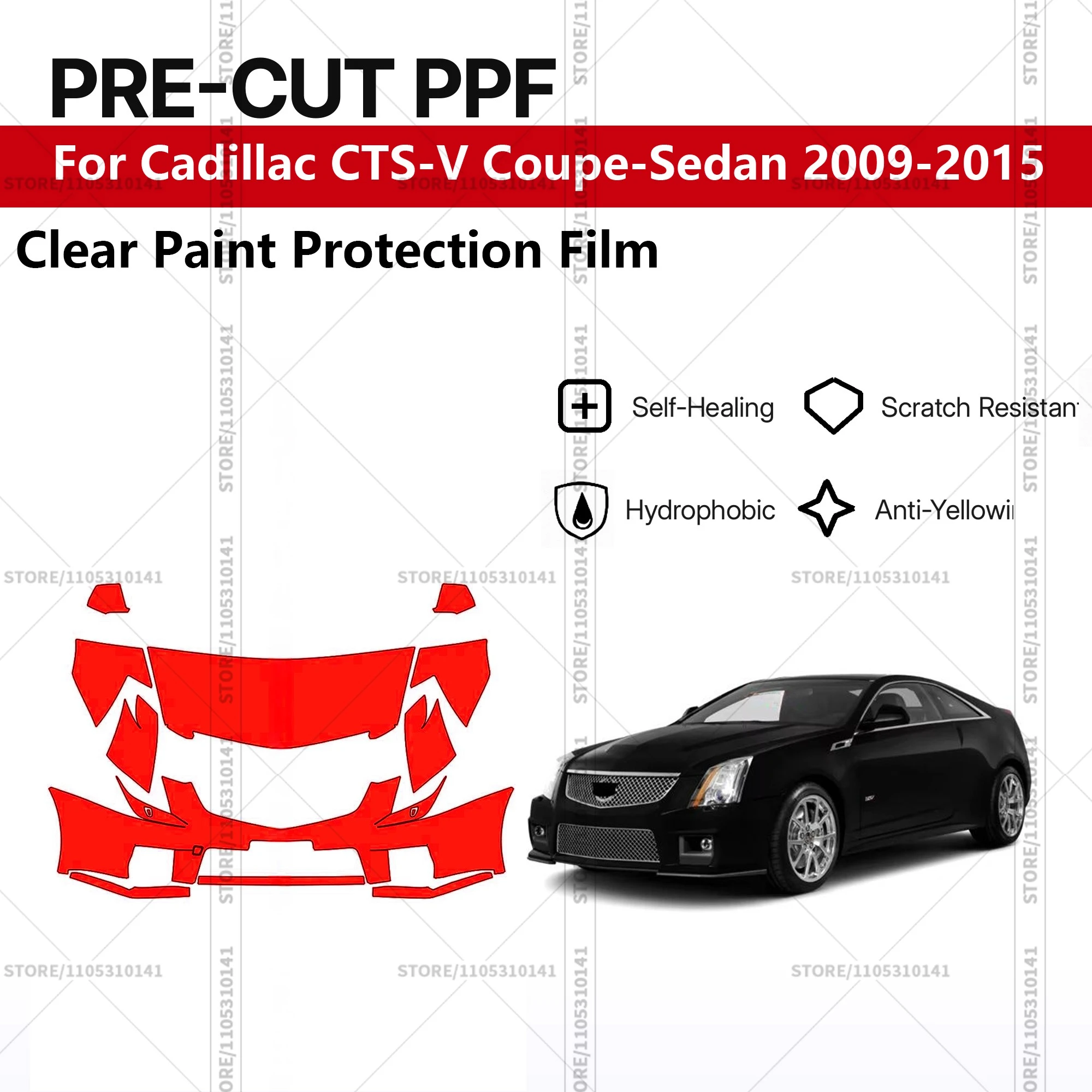 

For Cadillac CTS-V Coupe-Sedan 2009-2015 Pre-Cut Paint Protection Film PPF Transparent Car Film Automotive PPF Front Kit