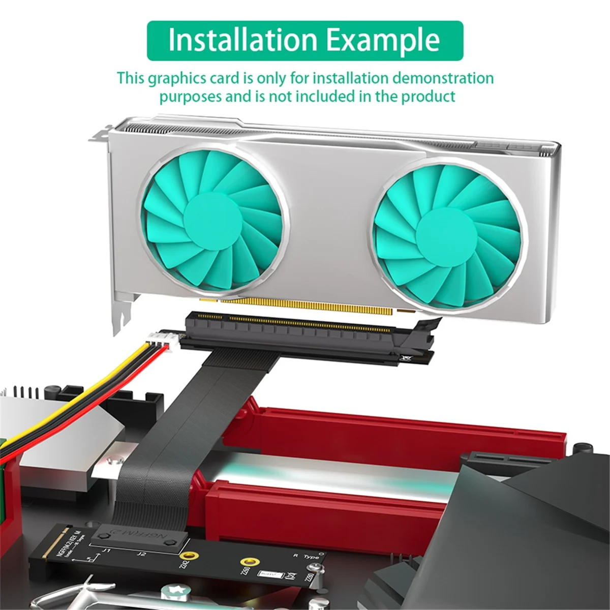 A62X 라이저 케이블, M.2 NVME-PCIE X16 어댑터, 그래픽 익스텐션 케이블, 90 도 PCI 익스프레스 3.0 16X-M 키 라이저 케이블 A