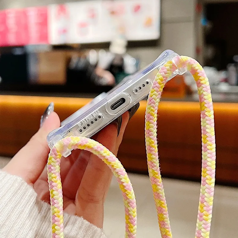 Shockproof Transparent Magnetic Case for iPhone 16 15 13 11 14 12 Pro Max Wireless Charging Diagonal Hanging Rope Protect Cover view 3