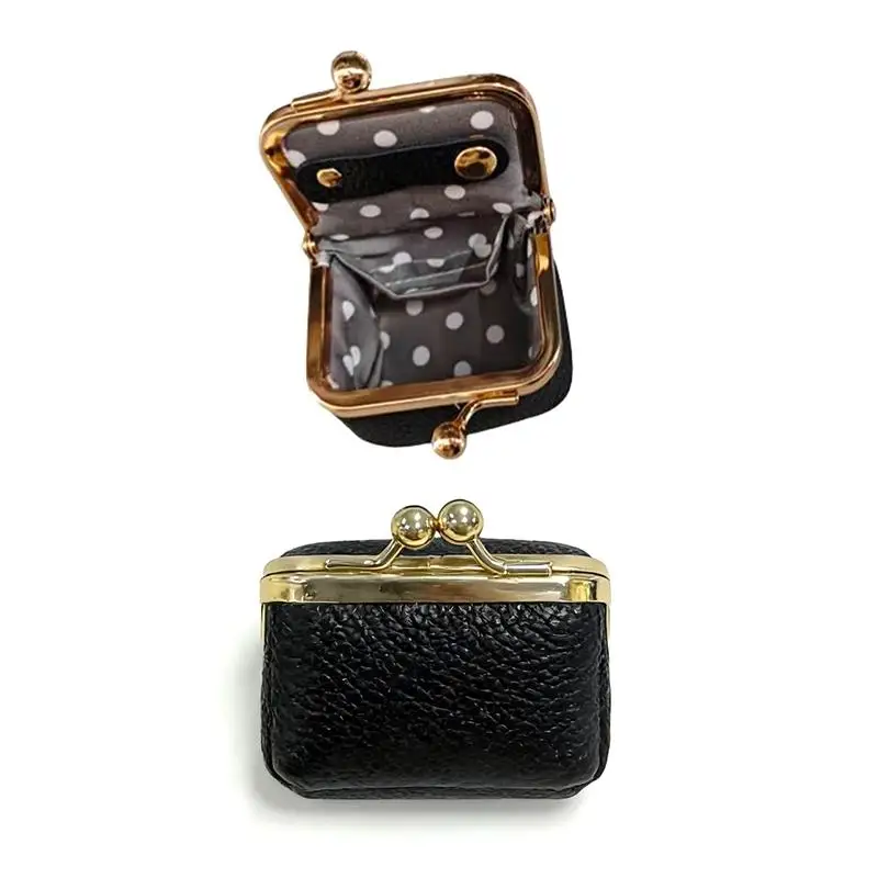 PU Leather Kiss Lock Coin Purse Solid Color Multifunctional Mini Small Item Bag Jewelry Bag Square Keys Lipsticks Earrings