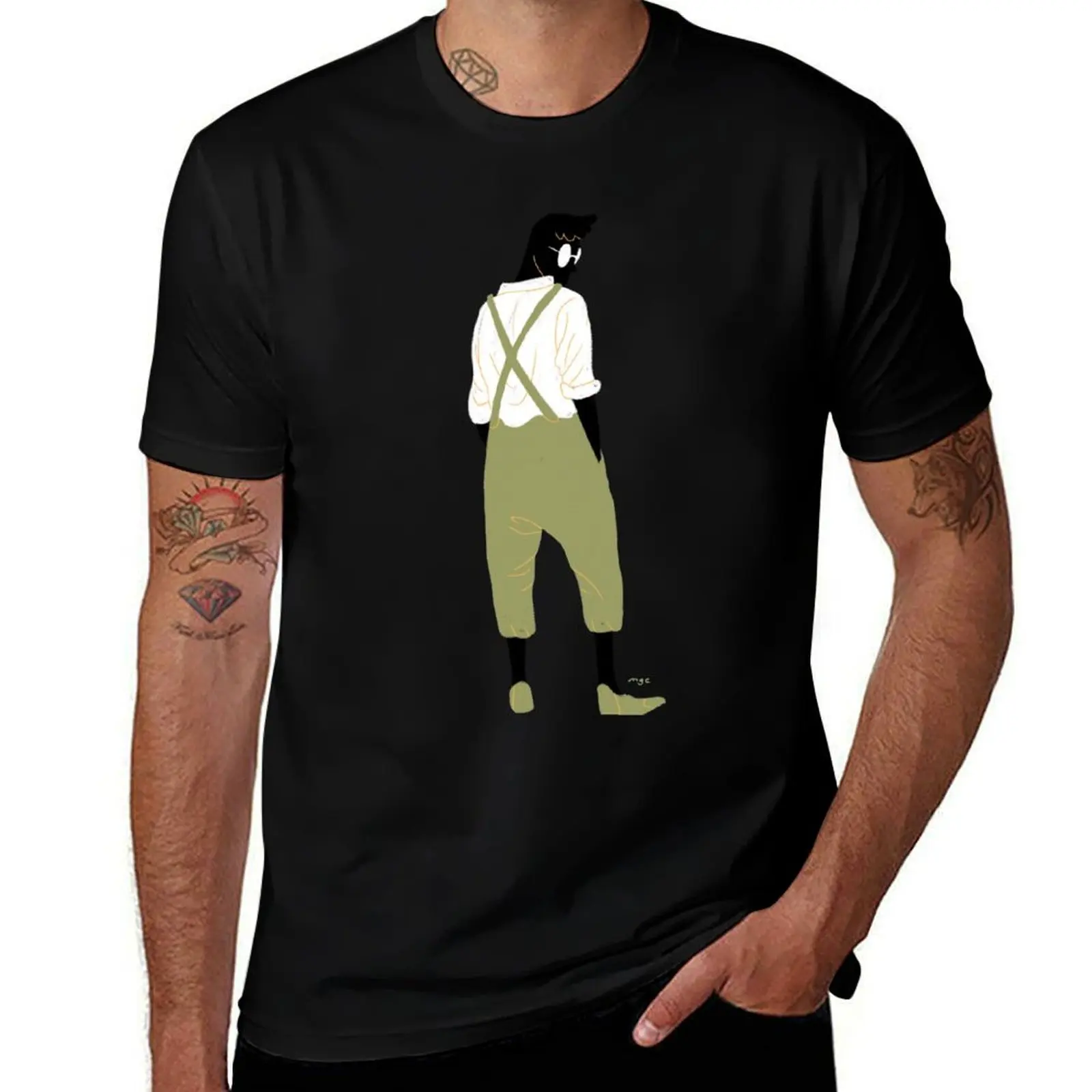100 Days. Guy in green overalls. T-Shirt black cotton t-shirt plain for man package t shirts for man graphic vintage T-Shirt