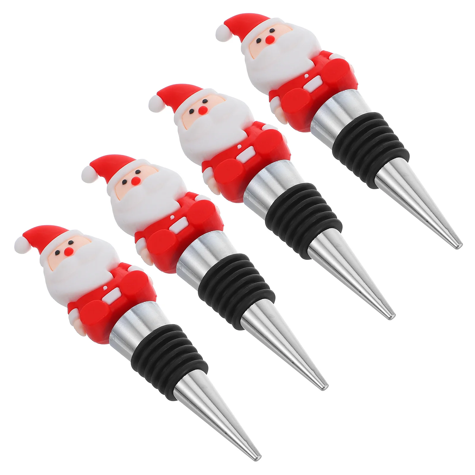 

4Pcs Wine Bottle Stopper Christmas Theme Sealing Wine Decorative Party Accessory Santa Claus Design Xmas Toppers