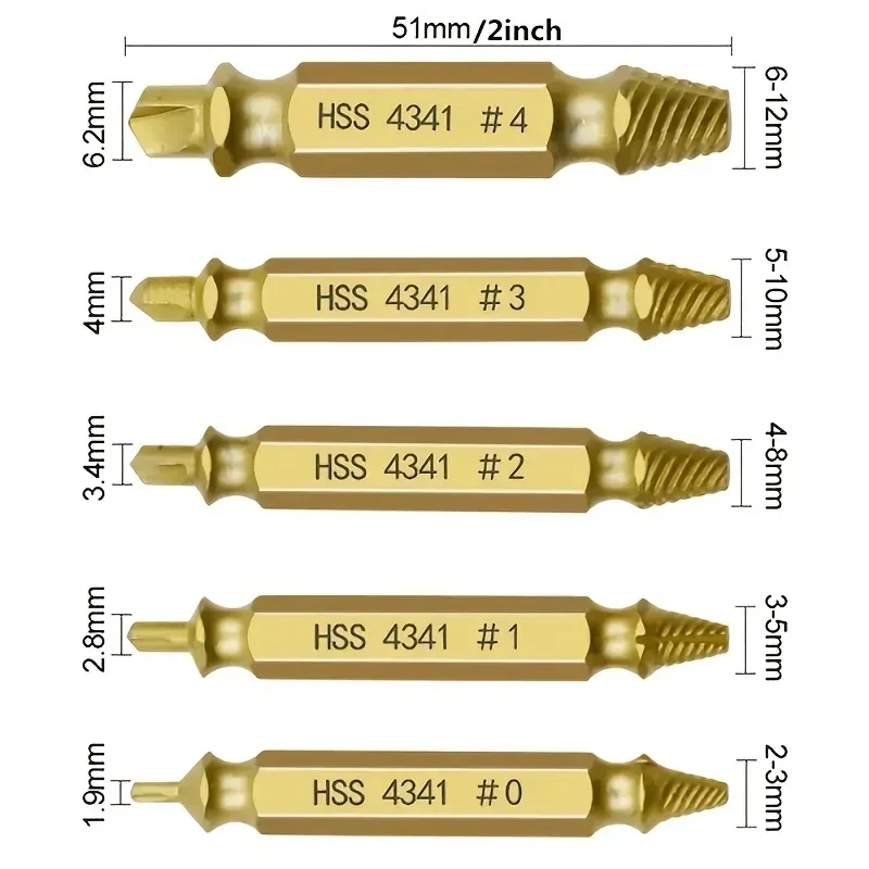 Juego de 6 piezas Extractor de tornillos dañados, juego de brocas centrales, herramientas de carpintería, Extractor de pernos rotos, Extractor de tornillos