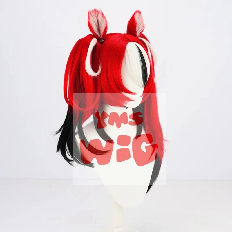 

CyHololive VTuber Hakos Baelz Косплей Парик с ушками Хэллоуин Аниме Парики + Кепка для парика