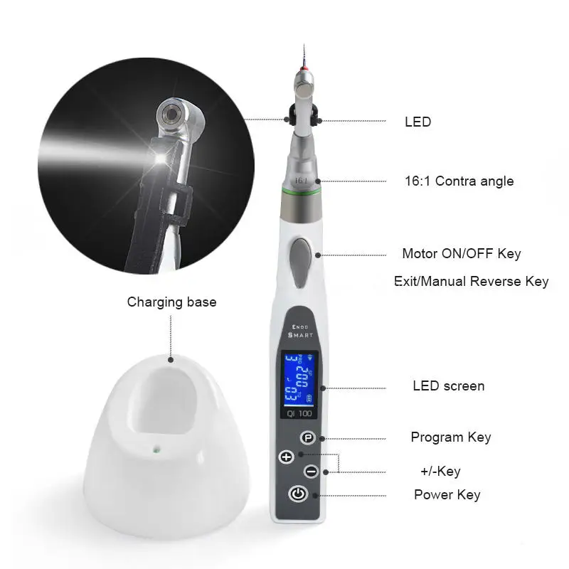 Dental Root Wireless Canal Smart LED Двигатель корневых каналов 16:1 Машина для обработки полости рта
