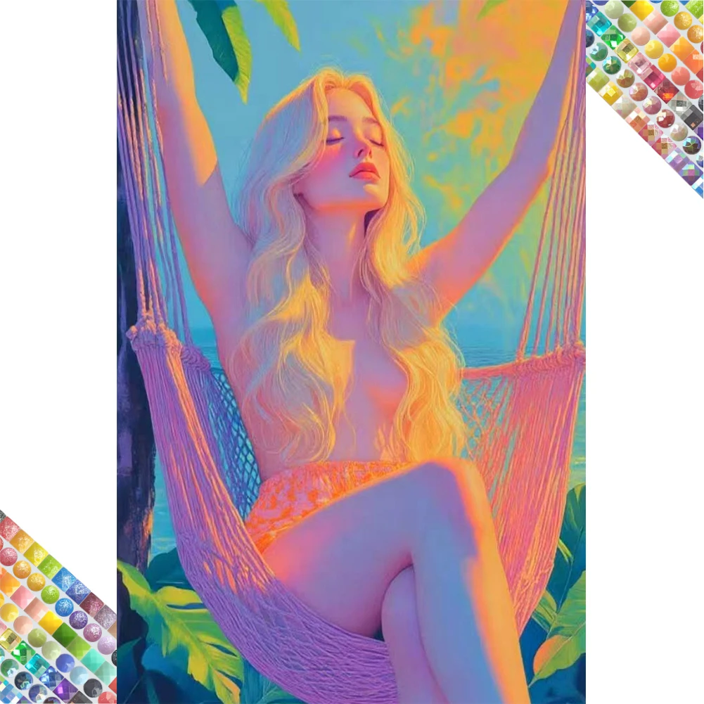 

HTC Leisurely holiday diamond art painting new arrivals 2025 Dust AB Full Drill Diamond mosaic high quality diamond painting