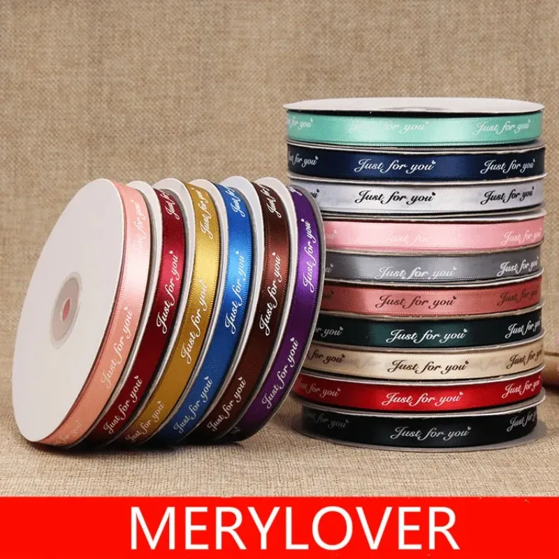 10mm Gift Ribbon Print Just for You Weft Romantic Floral Material Flower Gift Packing DIY Handmade Apparel Garment Accessories
