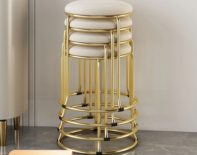 

Light luxury stool household simple living room stacked round stool [6]