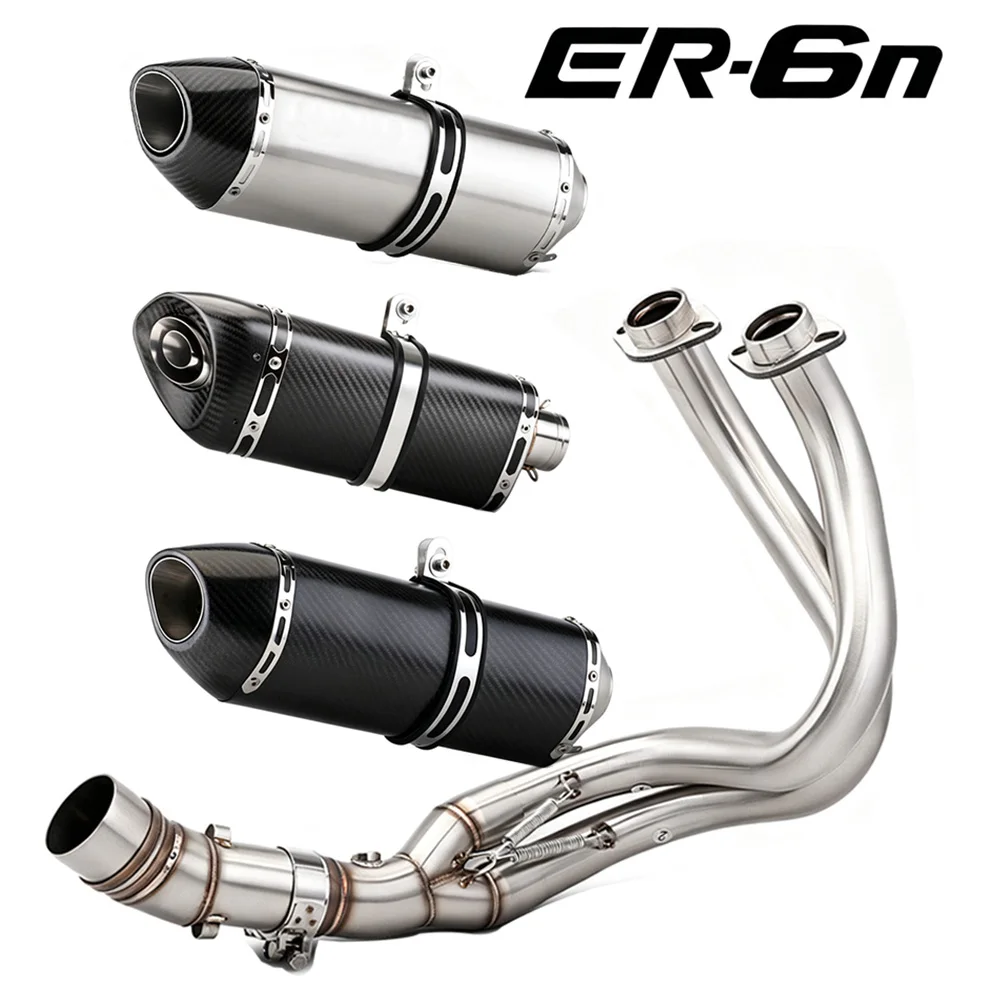 51MM exosto para moto For ER6N Versys 650 Z650 Ninja 650 Front Middle Link Pipe with 2 Performance oxygen sensors