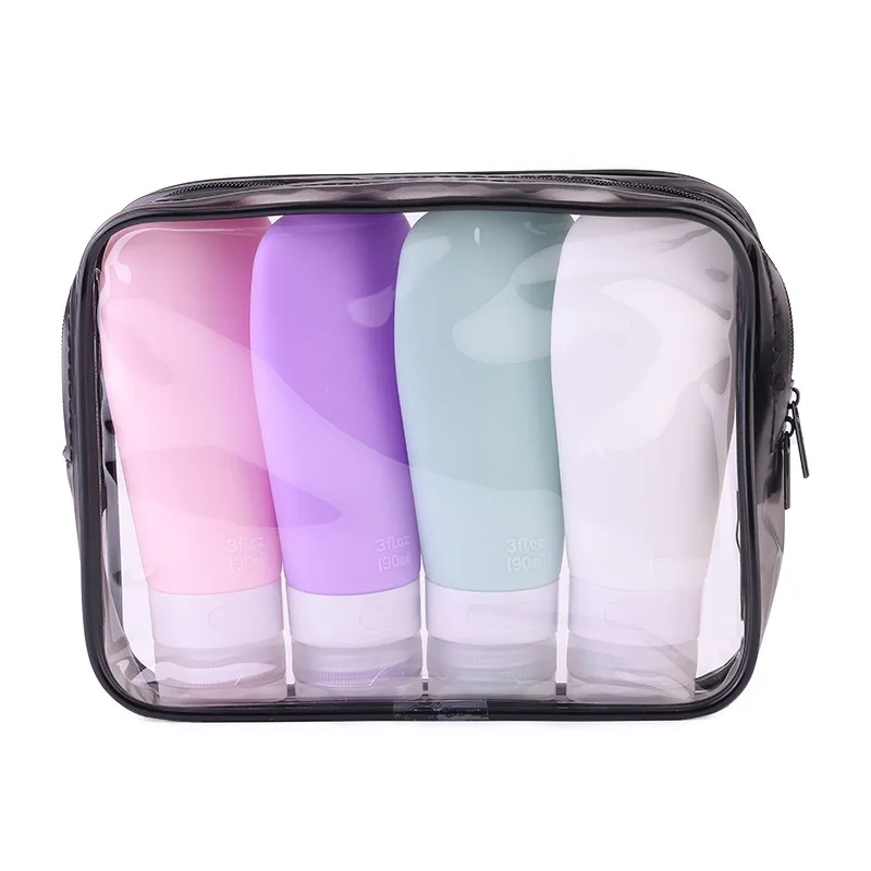 

4Pcs/Set Refillable Bottle Travel Refillable Bottle Kit Portable Essence Shampoo Liquid Cosmetics Squeeze Bottles