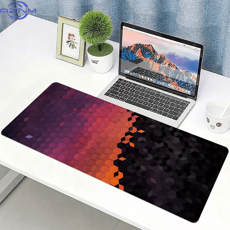1pc Gradient Design Mouse Pad  cm, Non Slip Extended Table Mat, Hexagonal Pattern, Desk Mat for Office Home Decor, Soft Fabric S