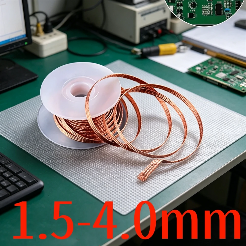 

1.5-4.0mm Desoldering Wire Mesh Braid Tape for Mobile Electronic Suction Tin Wire Low Residue Tin Removal PCB Repair Tool