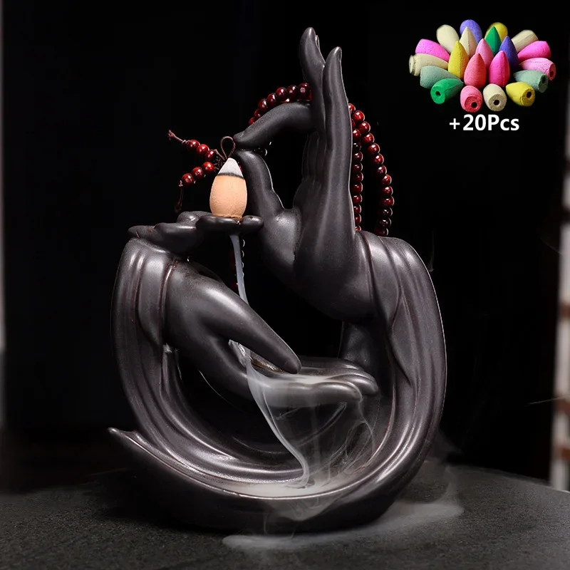

Blessing All The Buddha's Hand Fingers Backflow Incense Home Office Decor Handicraft Ceramic Censer Holder