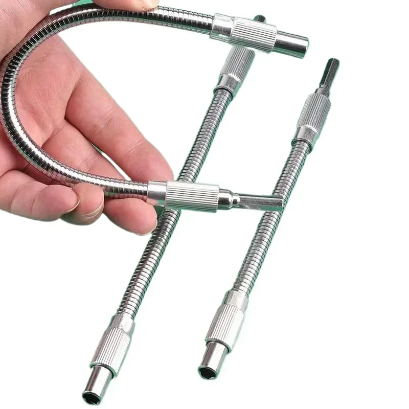 200/300mm Hexagonal Shank Metal Flex Extension Rod Bit Holder Magnetic Hex Screwdriver Bit Connection Socket for Hand Drill