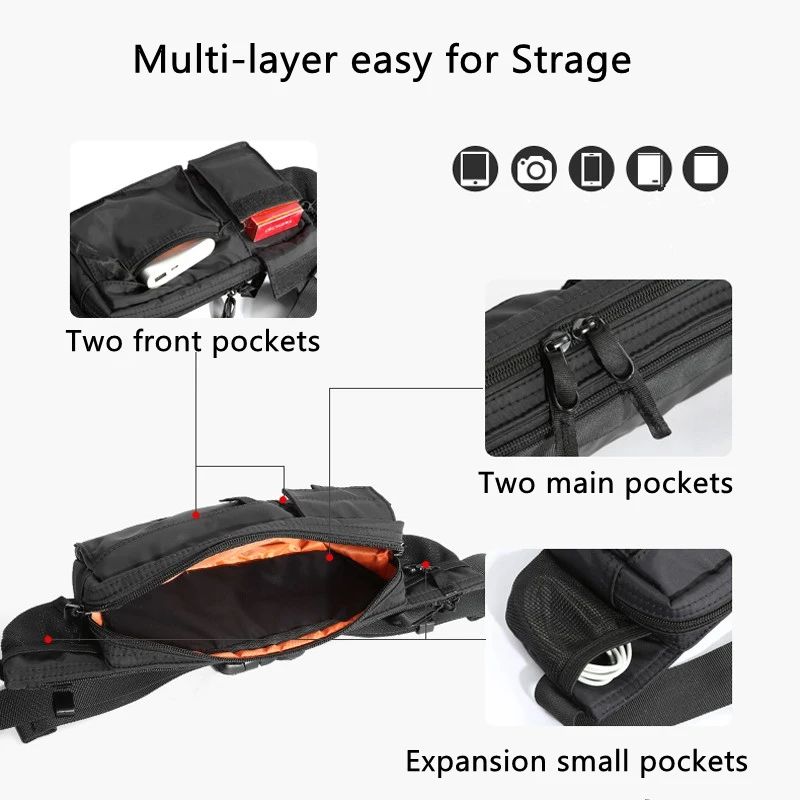 Mini Messenger Bag Oxford Vintage Travel Outdoor Waterproof Multifunction Crossbody Waist Chest Bag Small Men Fashion Trend Bag