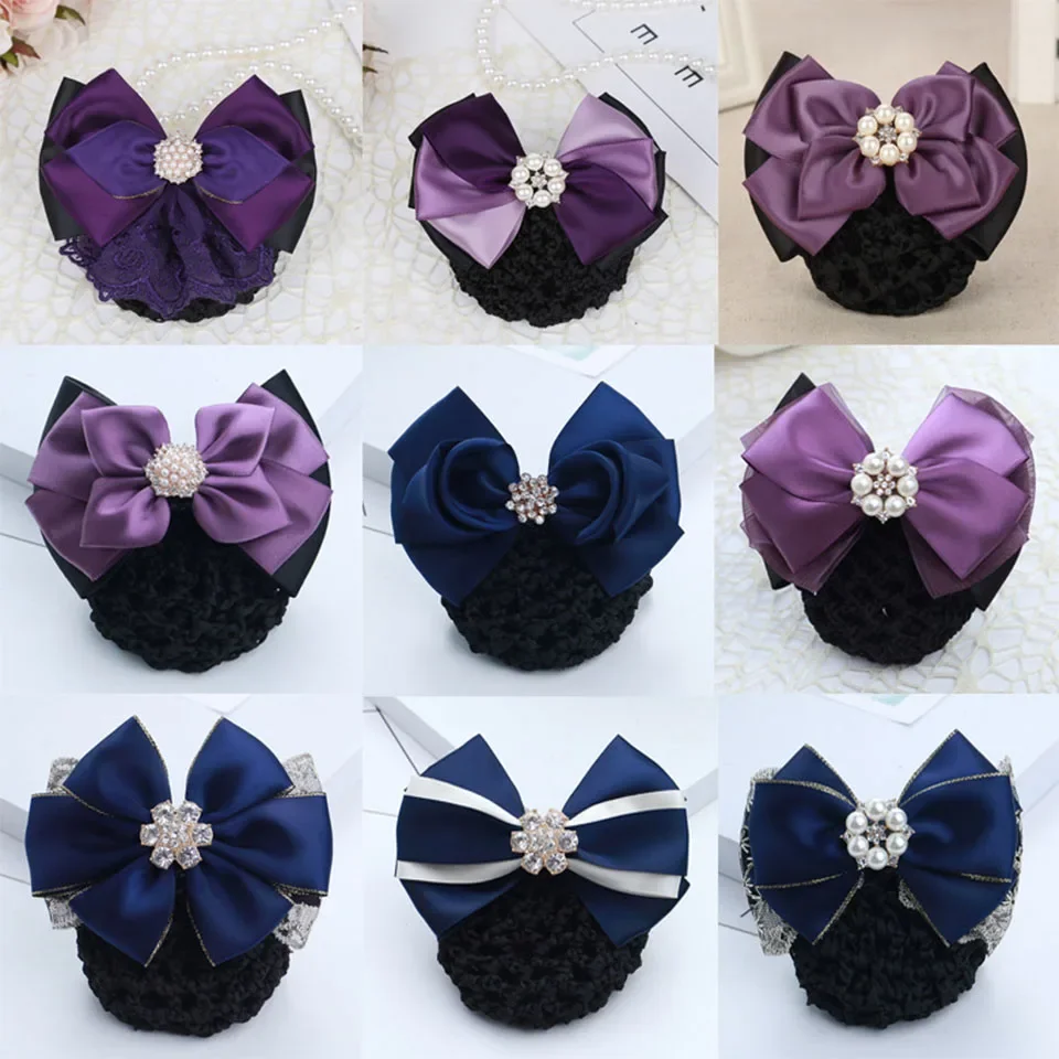 i-Remiel Hair Clip Stylish Floral Lace Satin Bowknot Bow Bun Net Snood Jewelry Hair Headdress Hair Clips For Women Women Lady