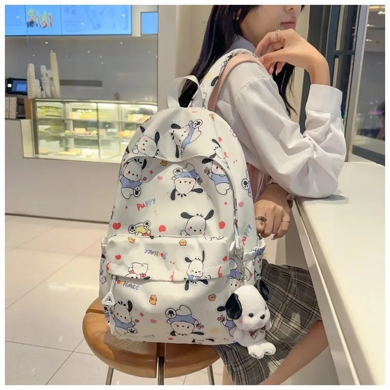 Sanrio Pochacco Cute School Bag Cartoon Teenagers Cute Large Capacity Backpack Anime Zipper Bag Convenient Travel Backpack New