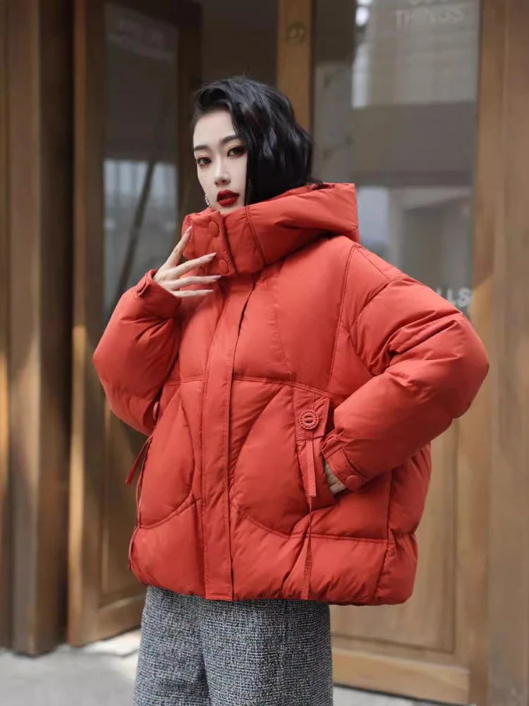 

Женская куртка-пуховик с капюшоном, новинка 2025, зима, 90% белое пальто на утином пуху, утепленные короткие парки, женское повседневное пальто, верхняя одежда
