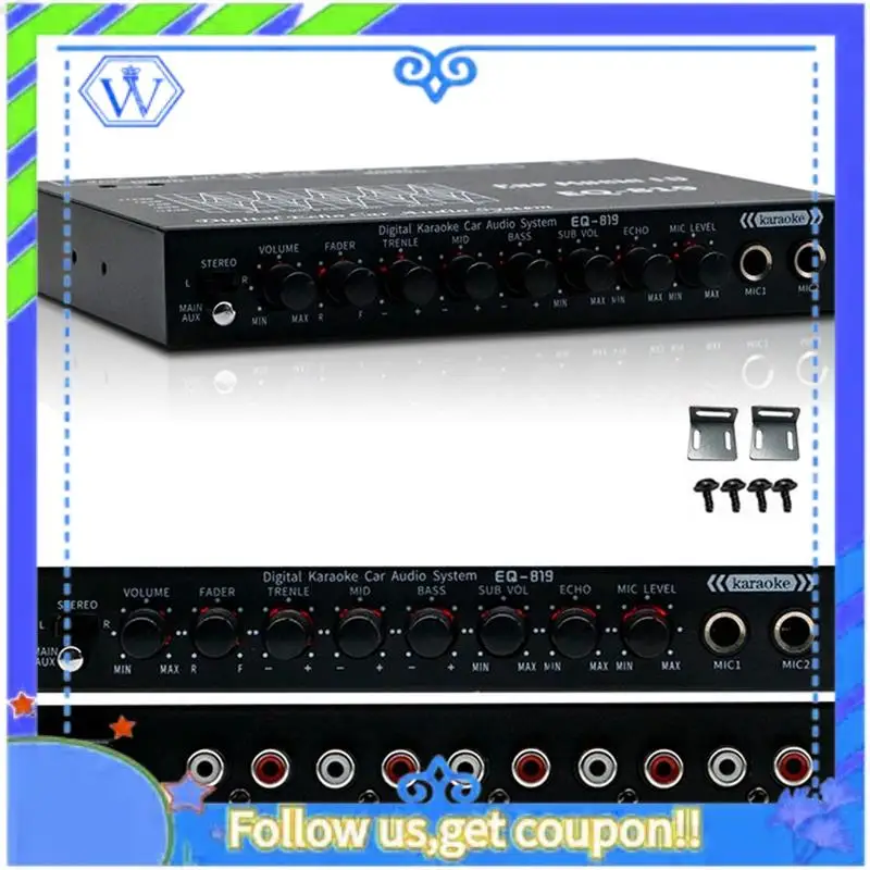 M46K-EQ-819 Car Equalizer Multifunctional Car Equalizer Multifunctional Car Audio EQ Tuning Crossover Amplifier Parametric Equal