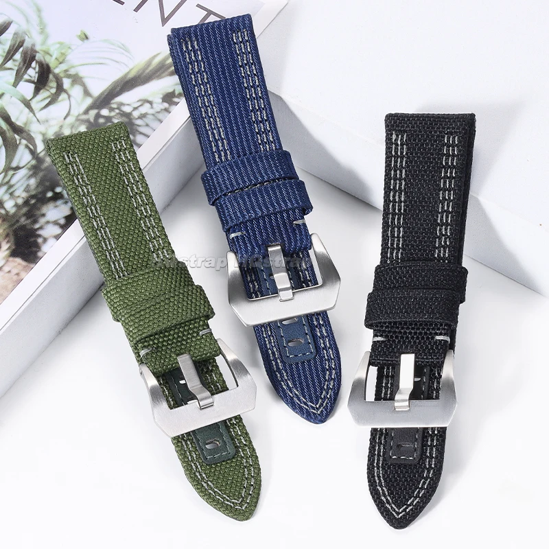النايلون حزام من الجلد 24 مللي متر لبانيراي PAM 00984/985 PAM1122/753/1312 حزام (استيك) ساعة الرياضة مريحة العالمي استبدال سوار