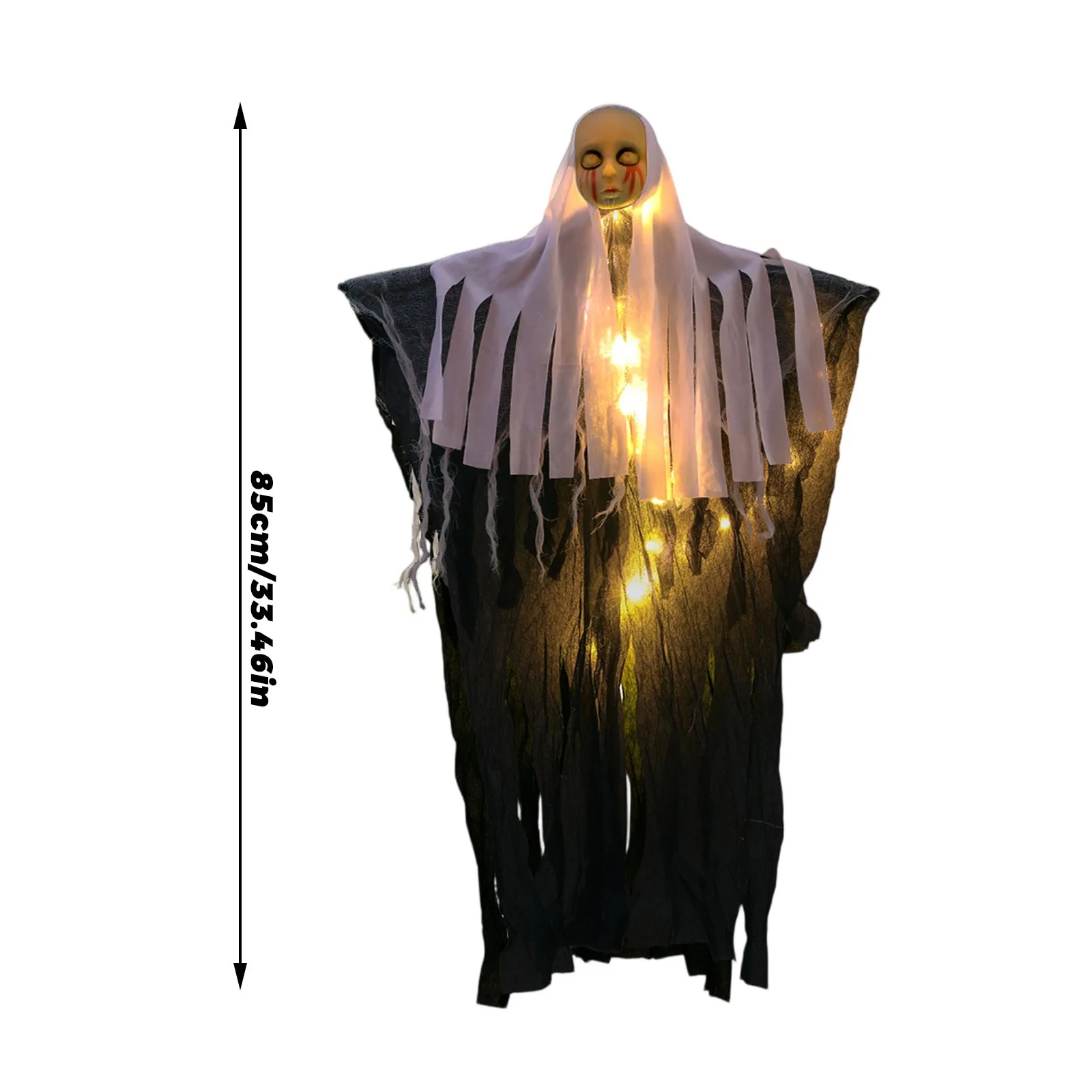 Halloween LED-Hängegeister-Skelett-Dekorationen, leuchtende Sensenmann-Schädel-Ornamente, gruselige fliegende Geisterlichter für Zuhause – Detail 10