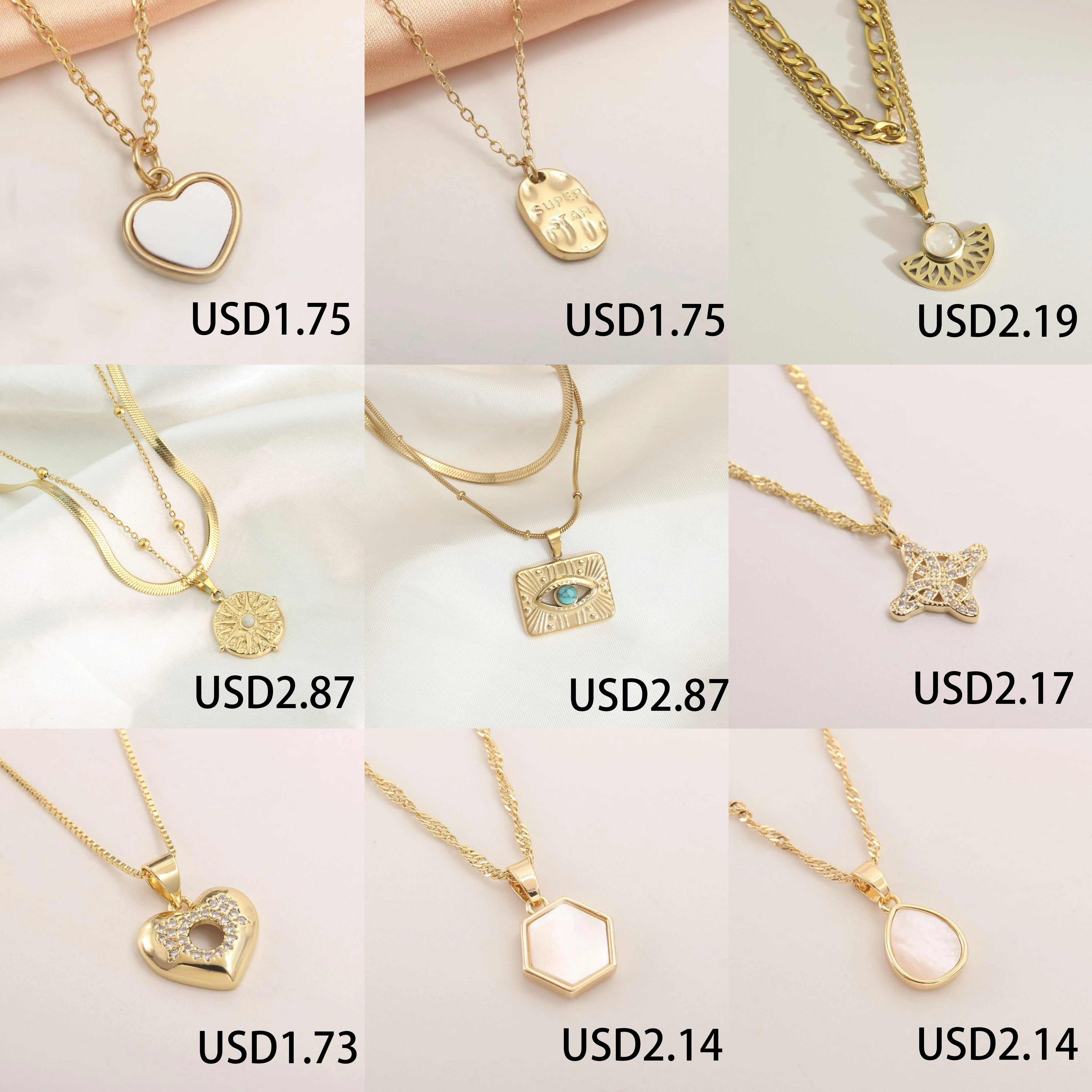 SUNSLL【Clearance Discount Necklaces】Classic Different Styles Pendant Necklaces Gold Plated Versatile Jewelry For Women Men