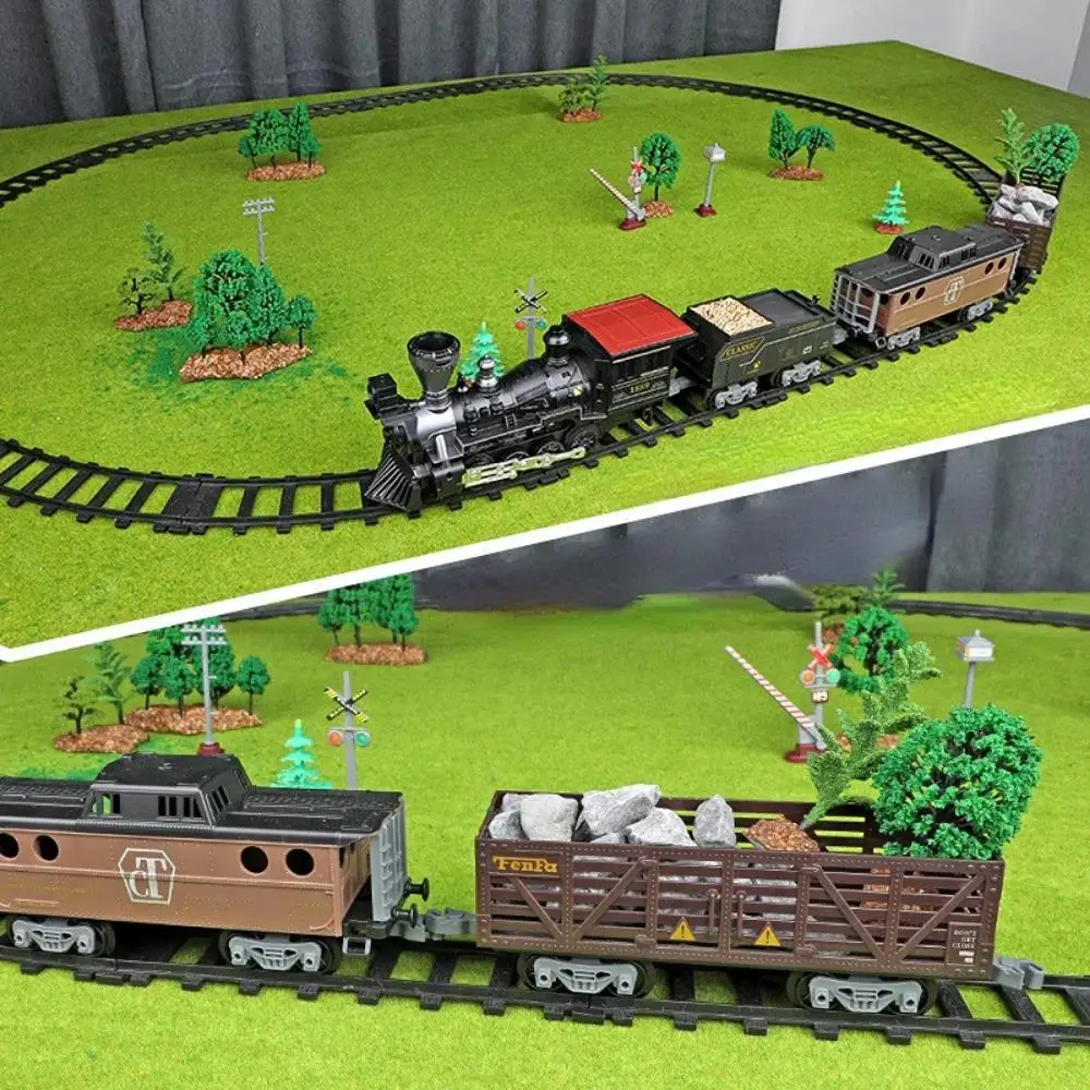 Electric Train Toy Remote Control Smoking Locomotive Rails Assemble DIY Tracks Set Classical Toys for Children B149