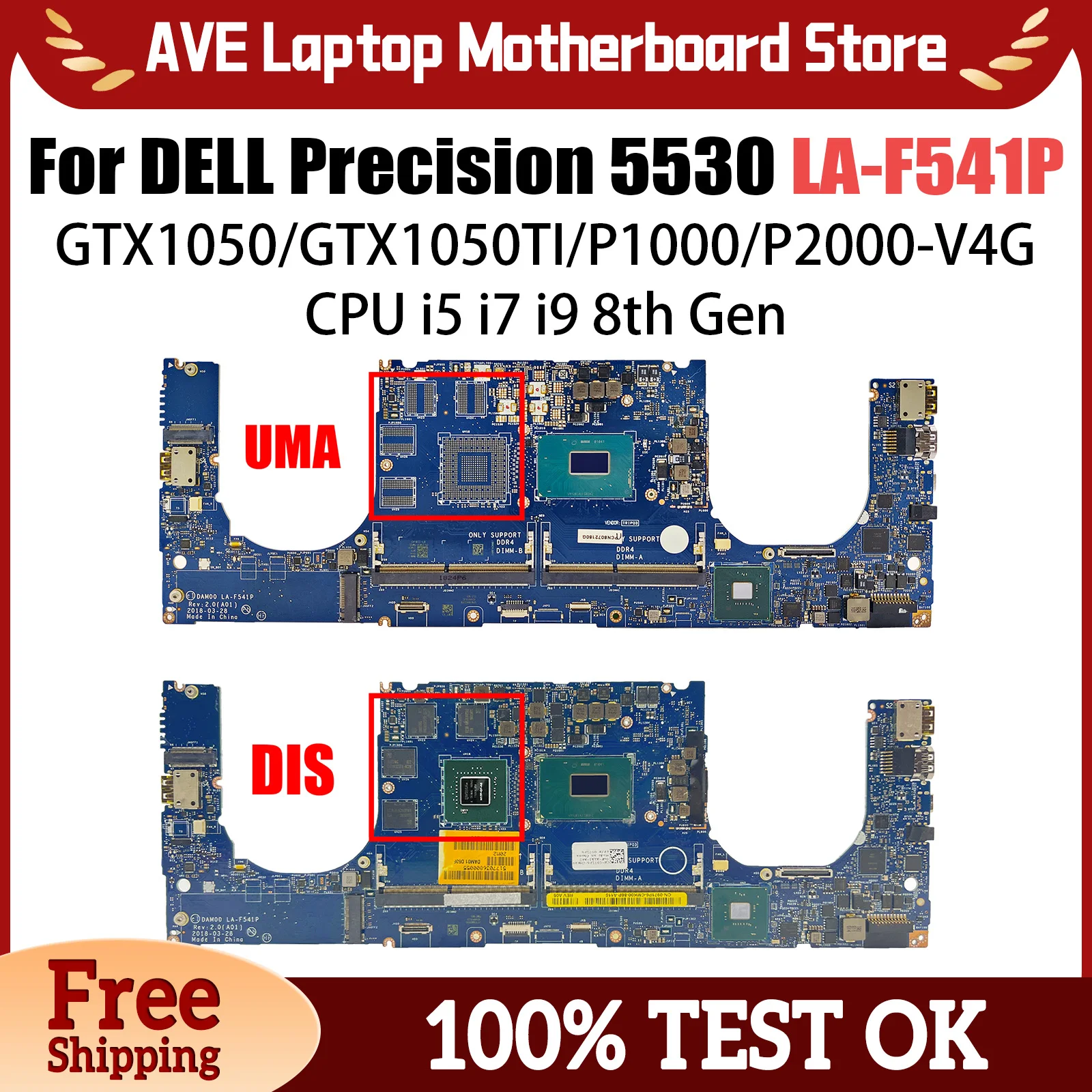 

For DELL High Quality LA-F541P Motherboard 0YWFR1 Precision 5530 Mainboard XPS 15 9570 i3 i5 i7 100% Tested