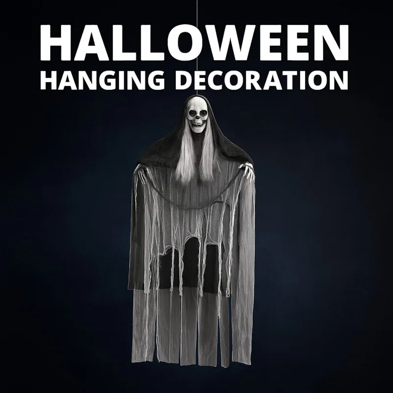 

Хэллоуин висит скелет призрак мрачный жнец со звуковой активацией огней, открытый дом с привидениями жуткий двор вечерние украшения