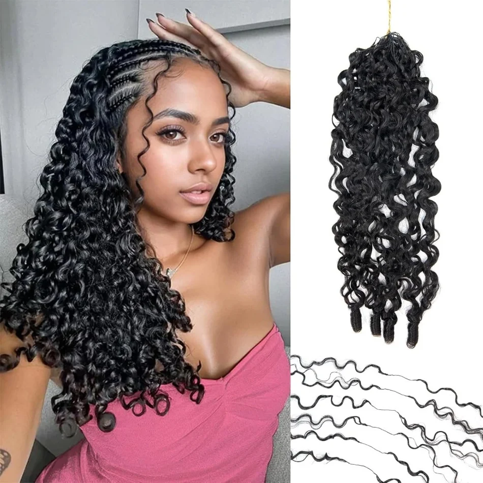 

Необработанные натуральные волосы для плетения крючком, натурального цвета, бирманские кудрявые волосы для плетения крючком, для создания причесок в стиле бохо, невидимая нить для плетения косичек.