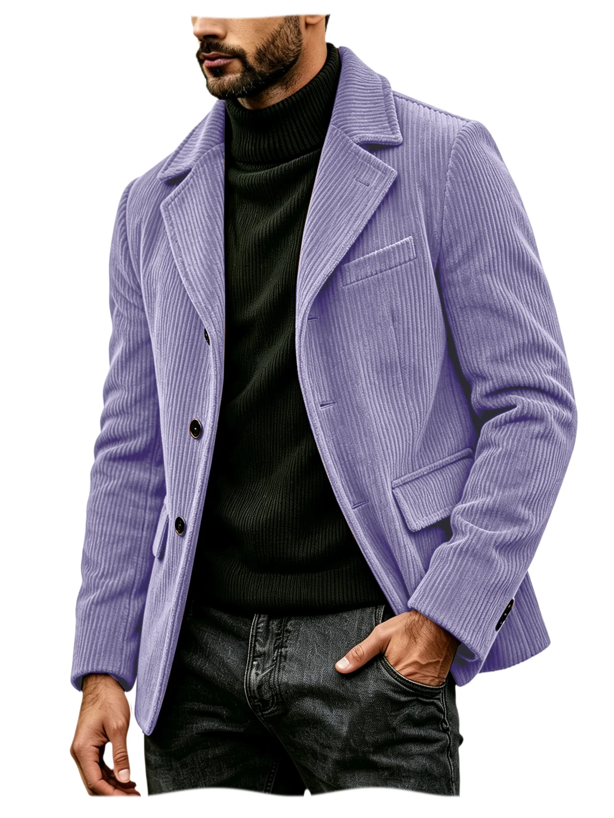 Men's Corduroy Suit Jacket Vintage Notched Lapel Single Breasted Loose Fit Casual Blazer High Quality Fashion Sport Coat Busines 20