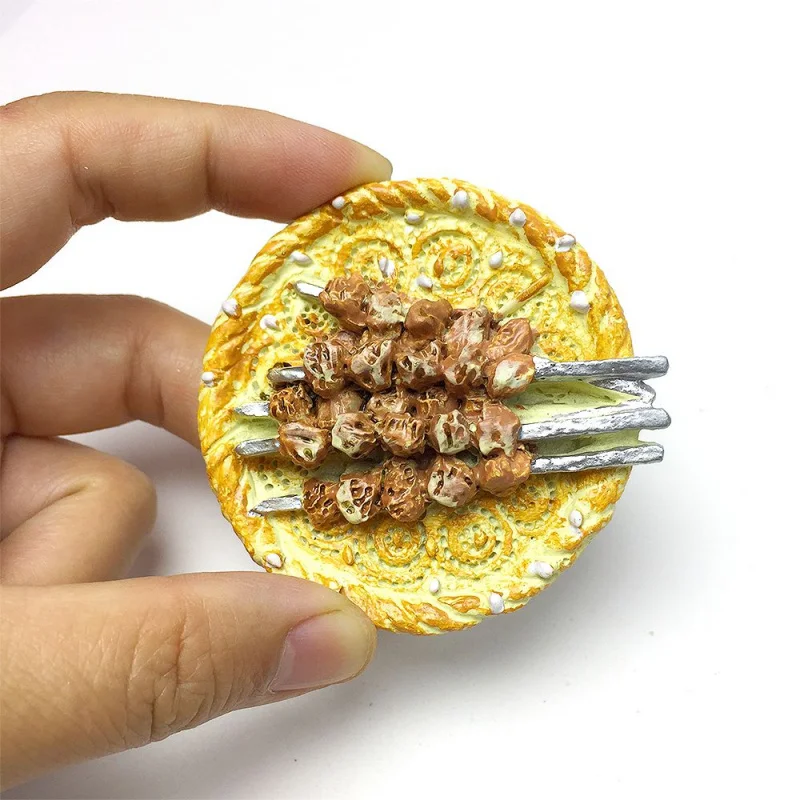 

Xinjiang Personalized Creative Imitation Food Lamb Skewers and Naan Magnetic Refrigerator Stickers3d3D Hand-Painted Crafts