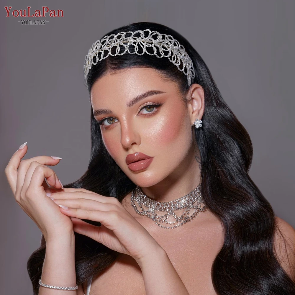 

YouLaPan Bridal Headdress Drill Chain Headband for Woman Wedding Hair Accessories Girls Hair Hoop Bridesmaid Hairband HP583