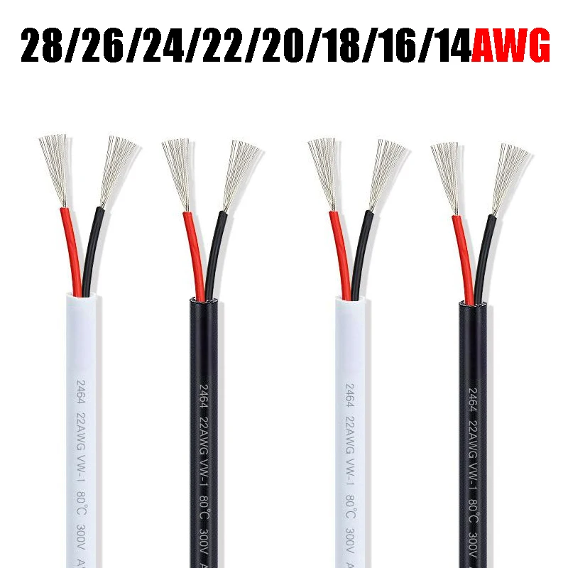 

2 Core Sheathed Wire Cable 28 26 24 22 20 18 16 14 AWG Electronic Audio Wires For LED Strip Lighting Automotive Speaker