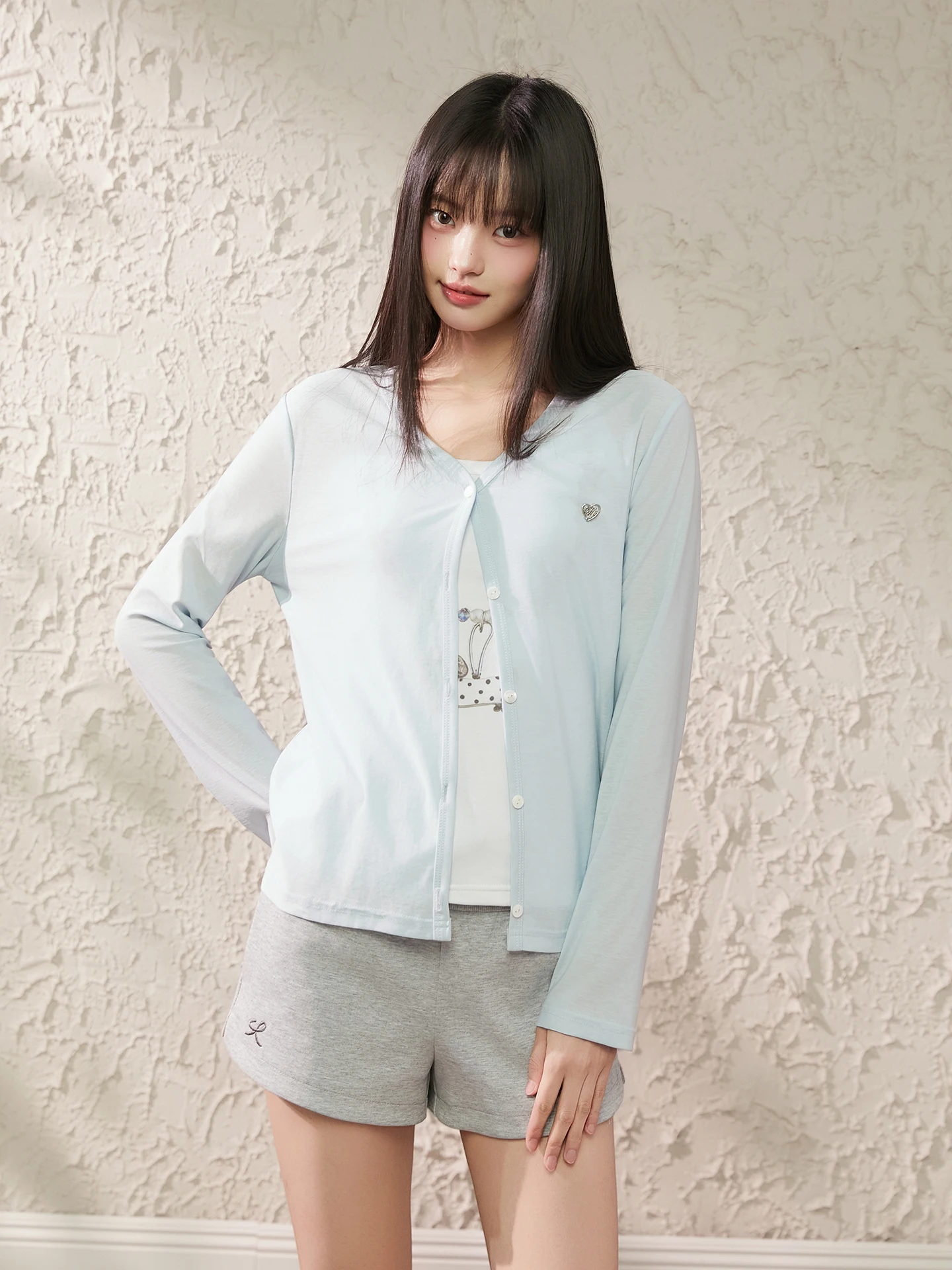

King Prince Korean Style Women's Short Sleeveless Cardigan Long Sleeve Button up Sun Protection Lightweight Outerwear