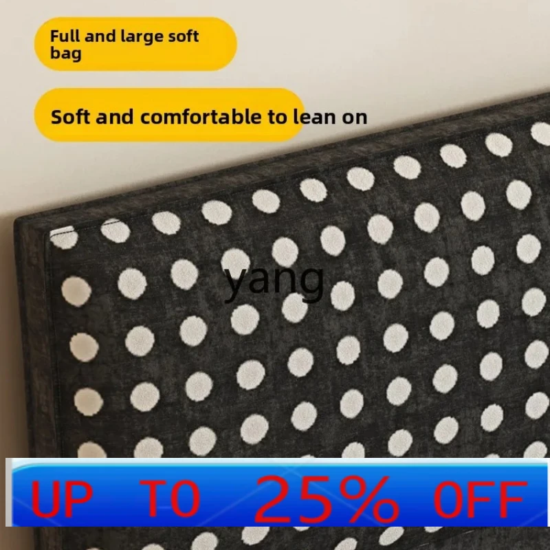

LMM modern simple wabi-sabi wind fabric bed chenille double antique small apartment master bedroom