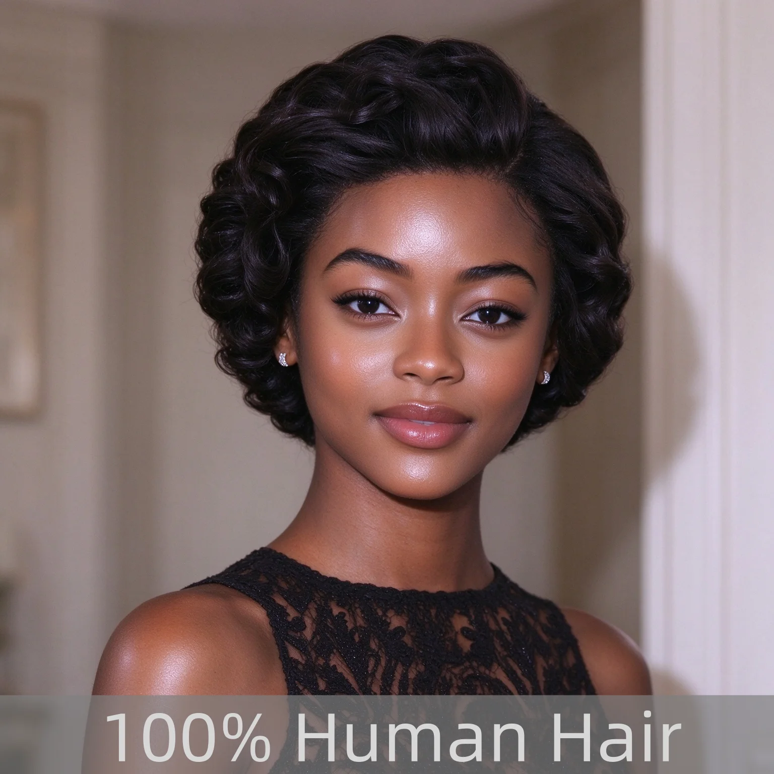 Elegant Loose Curly Wigs Short Pixie Cuts Wigs Deep Wave Curly Bob Wig 13x4 Transparent Lace Closure Wigs 200% Density Remy Human Hair Wig For Women