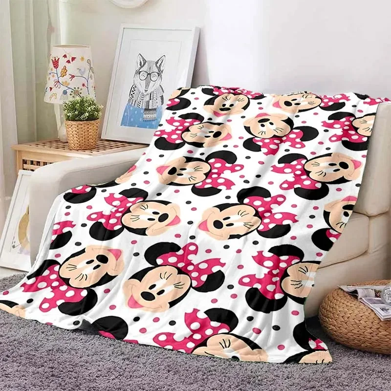 Disney Cute Minnie Custom Blanket Soft Flannel Fluffy Throw Camping Blanket for Children Sofa Throw Thin Blanket Fashion Gift