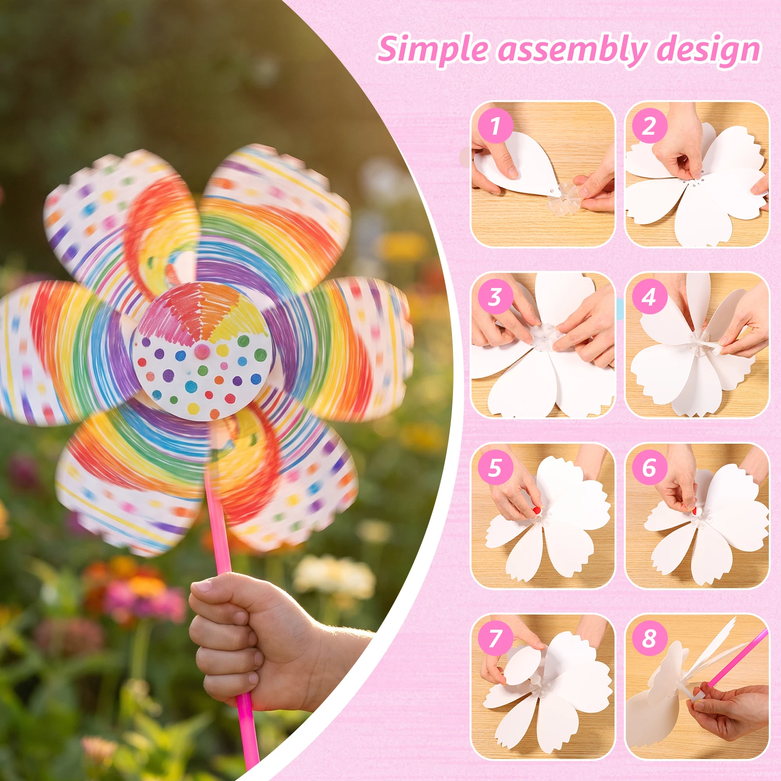 20Pcs Blank DIY Pinwheel Craft Kit for Painting