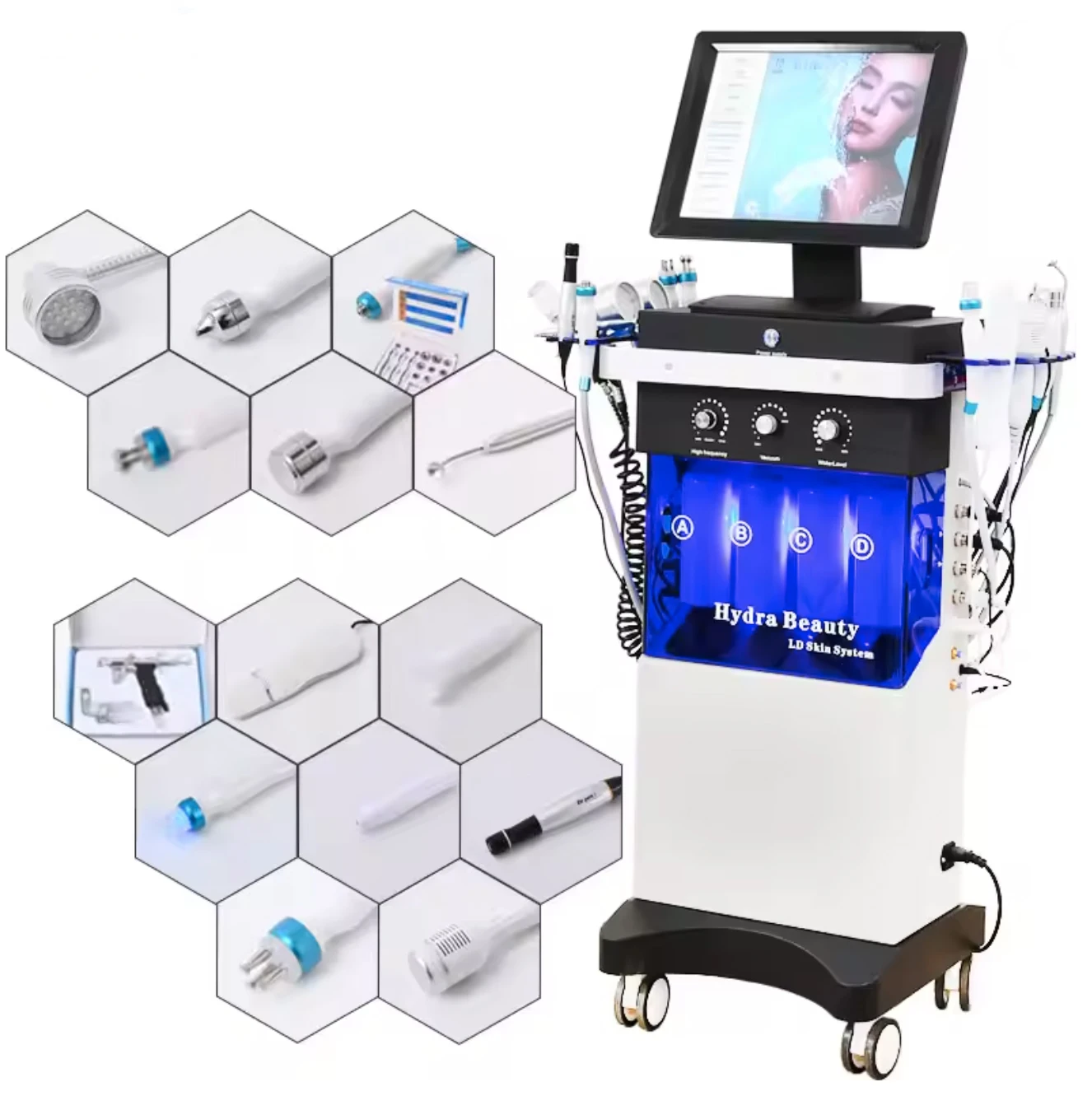 14 in 1 ハイドロオキシジェンフェイシャルトリートメント美顔器、多機能ハイドラダーマブレーションアクアピールフェイシャル付き