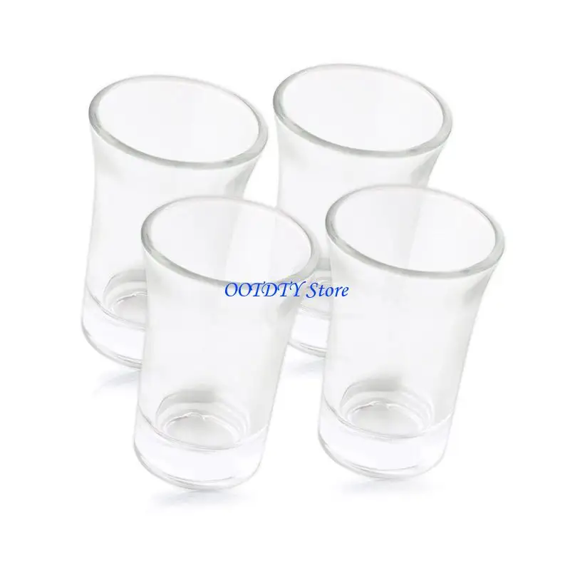 367A 4pcs Shot Glasses with Heavy Base Set 50ml Wine Glasses Clear Shatterproof Drinking Cup for Vodka Tequila Bar