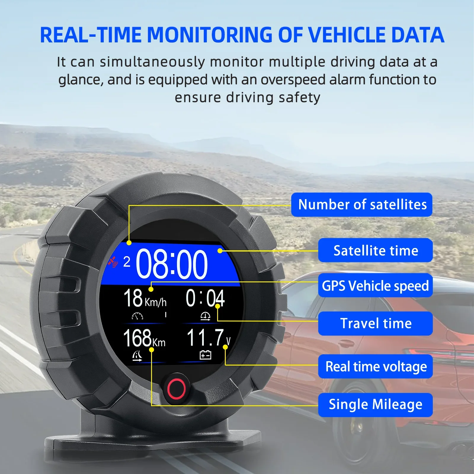 X95 Head Up Display for GPS HUD Vehicle Speed Display Inclinometer Universal Easy Install Speedometer Slope Meter MPH/KMH