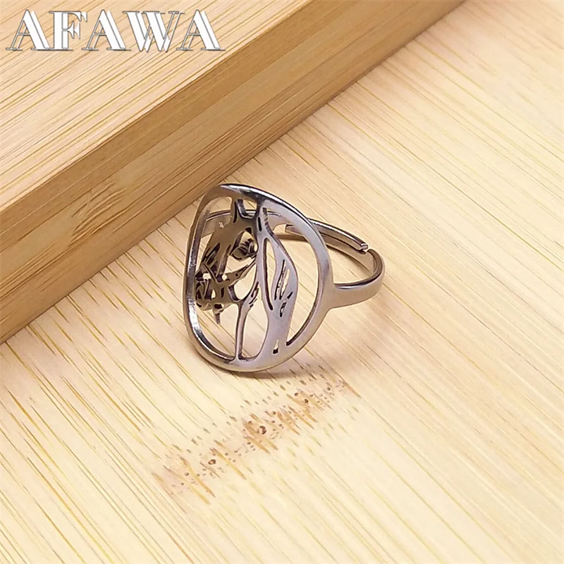 AFAWA Horse Rings for Women Men Stainless Steel Silver Color Animal Opening Adjustable Ring Horse Jewelry anillos mujer RS02