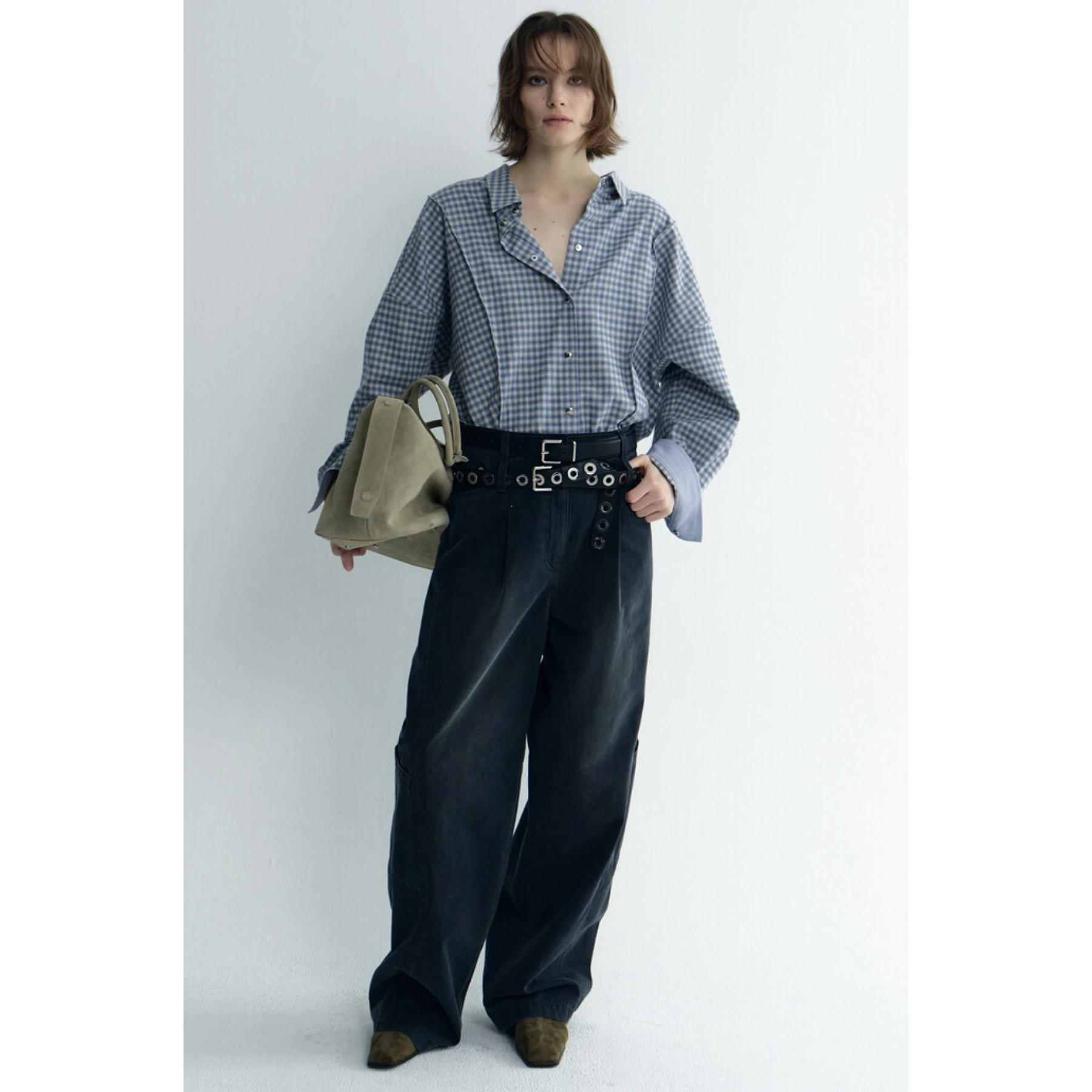 

Кожаные джинсы CheesTIM 25 Осенние повседневные универсальные тонкие джинсы с эластичной резинкой на талии и широкими штанинами 00 из чистого хлопка с высокой талией для поездок на работу, женские...