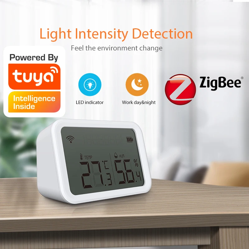 Tuya WIFI Zigbee Temperature and Humidity Sensor Large Screen Tuya App Control Battery Celsius and Fahrenheit switch